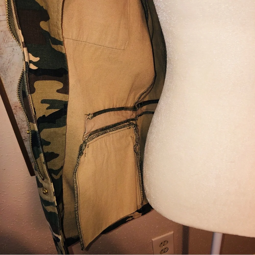 Sz M Asmax Haoduoyi Brown & Green Boho Camo Jacket - Picture 7 of 16